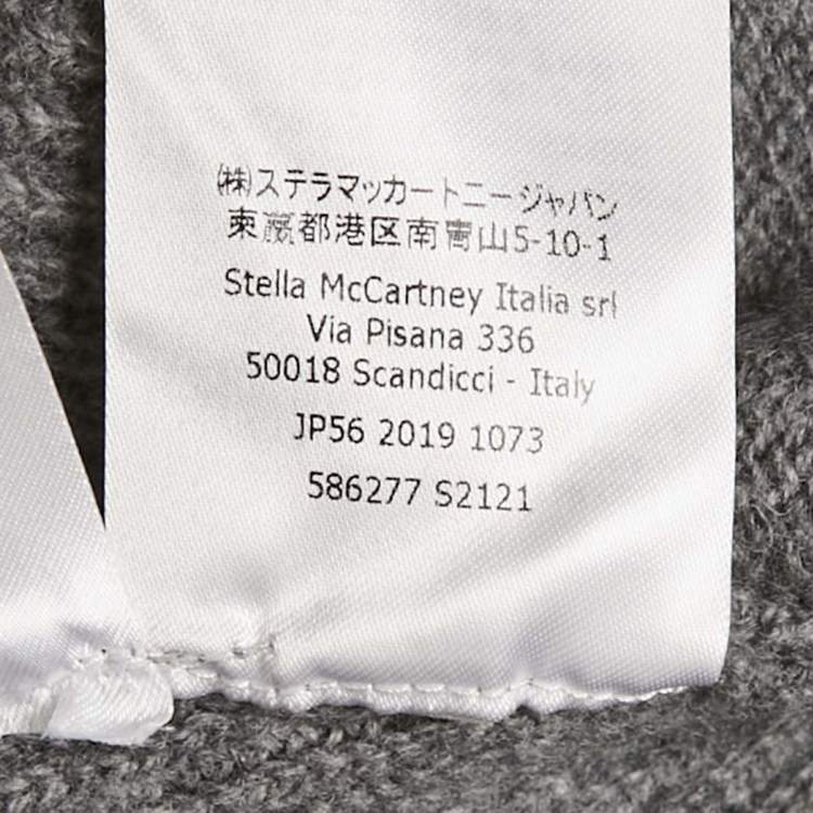 Pre Owned Stella McCartney Grey Wool High Neck Patch Detail Jumper M