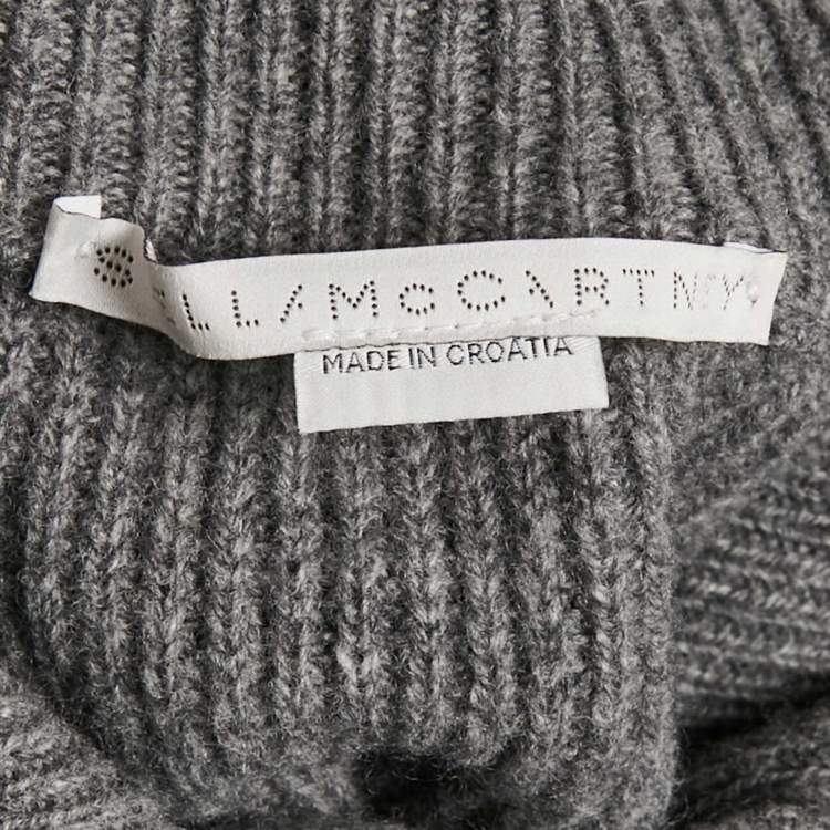 Pre Owned Stella McCartney Grey Wool High Neck Patch Detail Jumper M