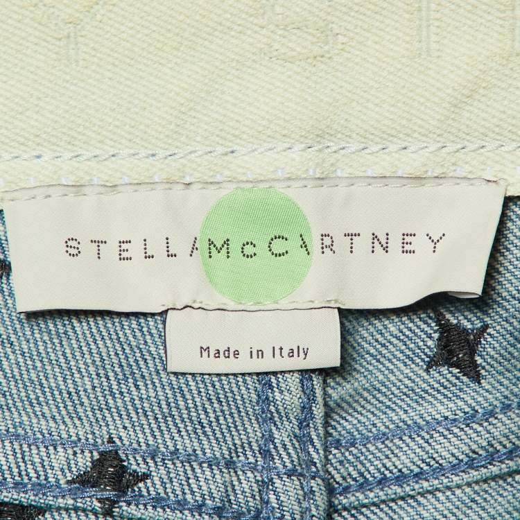 Pre Owned Stella McCartney Blue Embroidered Denim Slim Fit Jeans L/Waist 36"