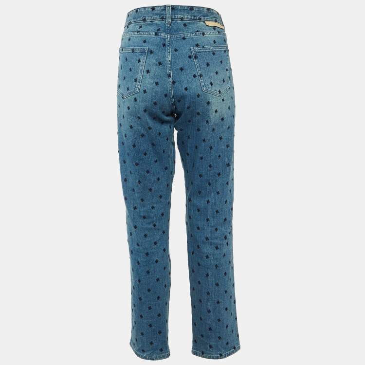 Pre Owned Stella McCartney Blue Embroidered Denim Slim Fit Jeans L/Waist 36"