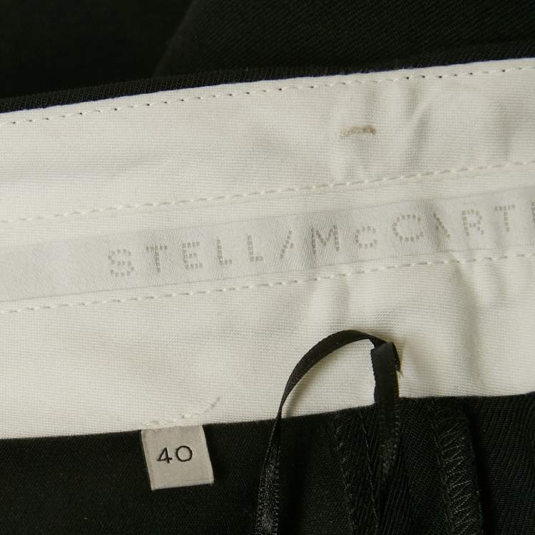Pre Owned Stella McCartney Black Gabardine Wide Leg Trousers S