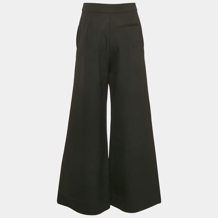 Pre Owned Stella McCartney Black Gabardine Wide Leg Trousers S