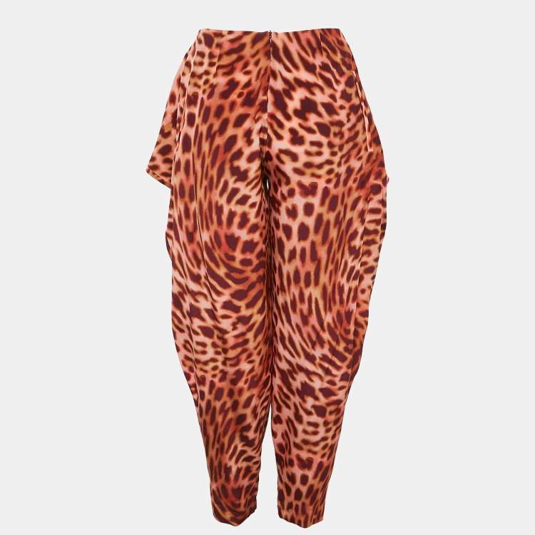 Pre Owned Stella McCartney Multicolor Animal Print Silk Tie-Up Trousers XS