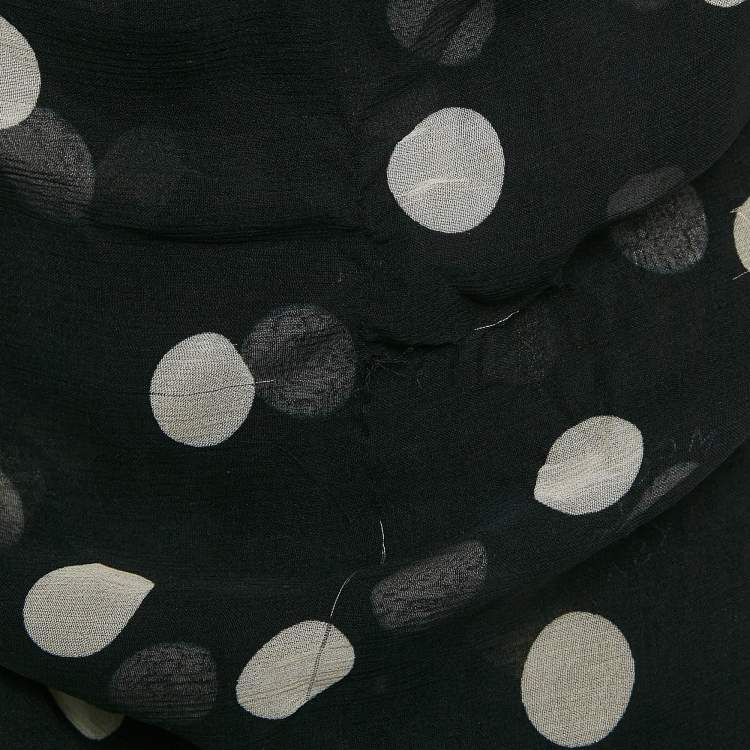 Pre Owned Stella McCartney Black Polka Dot Print Voile Crepe One-Shoulder Mini Dress S