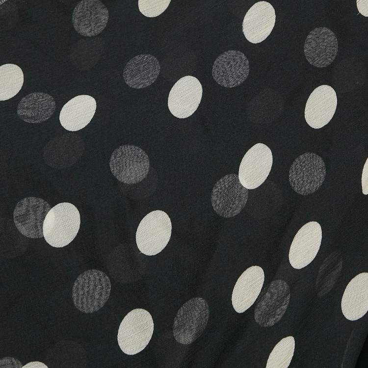 Pre Owned Stella McCartney Black Polka Dot Print Voile Crepe One-Shoulder Mini Dress S