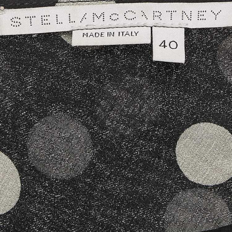Pre Owned Stella McCartney Black Polka Dot Print Voile Crepe One-Shoulder Mini Dress S