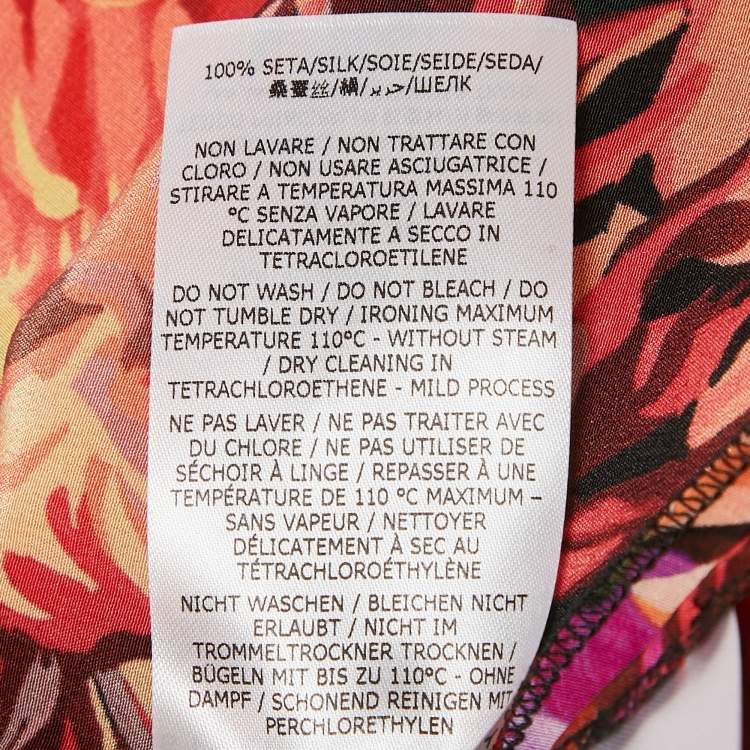 Pre Owned Stella McCartney Red Floral Print Silk Tie-Up Trousers S