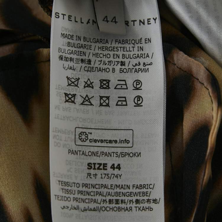 Pre Owned Stella McCartney Brown Leopard Print Silk Tie-Up Trousers M