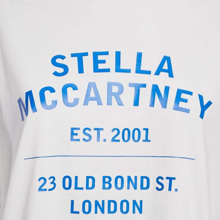 Pre Owned Stella McCartney White Logo Print Crew Neck T-Shirt S