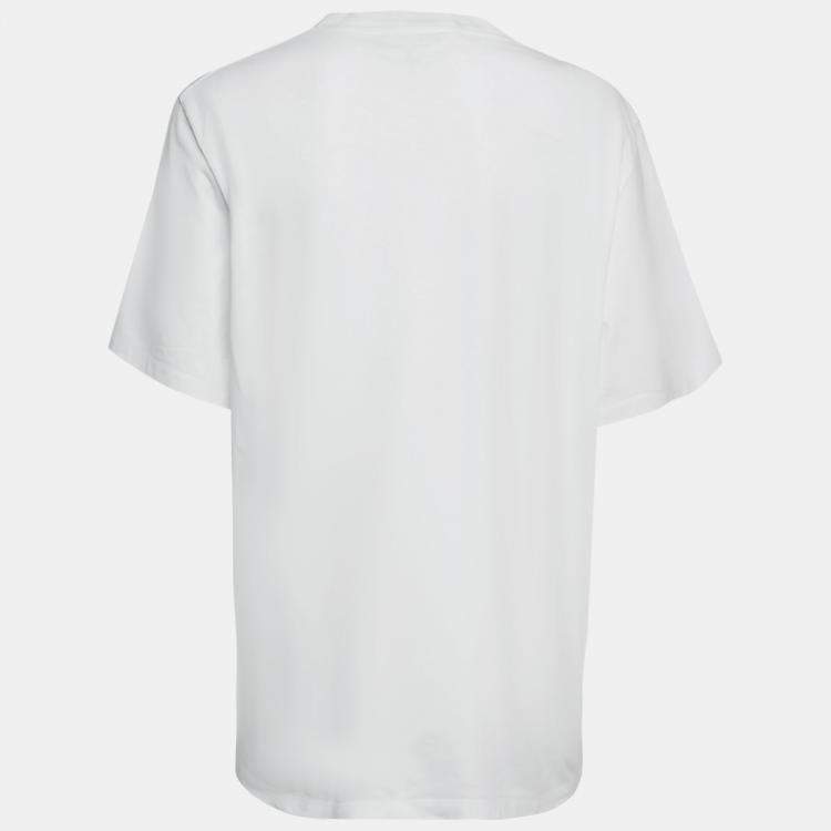 Pre Owned Stella McCartney White Logo Print Crew Neck T-Shirt S