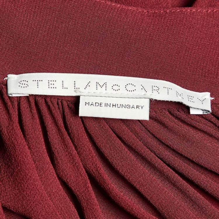 Pre Owned Stella McCartney Burgundy Silk Chiffon Maxi Dress L