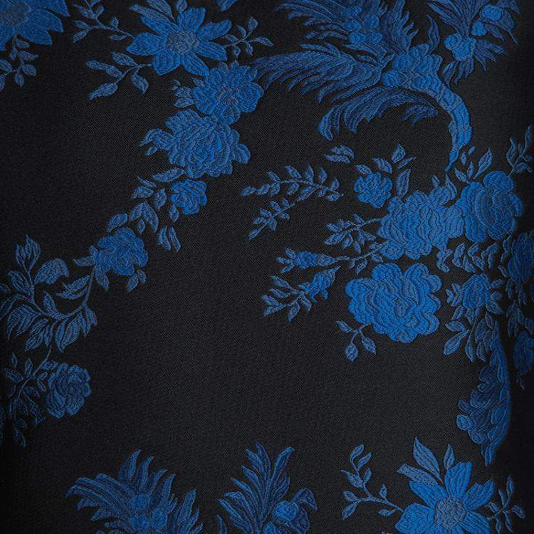Pre Owned Stella McCartney FW'16 Black and Blue Floral Jacquard Long Sleeve Top M