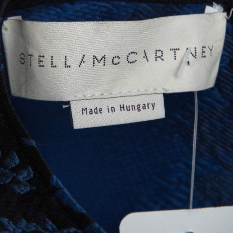 Pre Owned Stella McCartney FW'16 Black and Blue Floral Jacquard Long Sleeve Top M