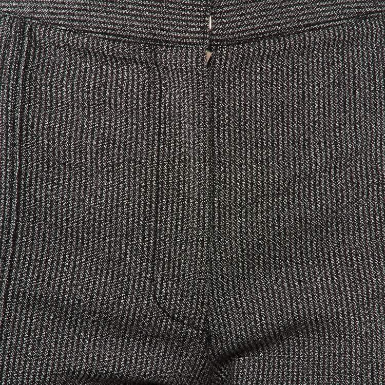 Pre Owned Stella McCartney Black Patterned Wool and Cotton Straight Leg Trousers M