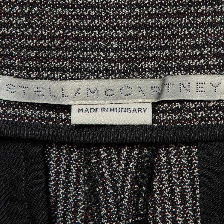 Pre Owned Stella McCartney Black Patterned Wool and Cotton Straight Leg Trousers M