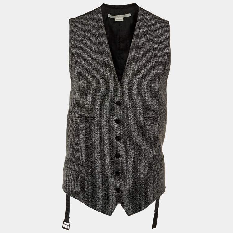 Pre Owned Stella McCartney Charcoal Grey Patterned Wool Sleeveless Vest S