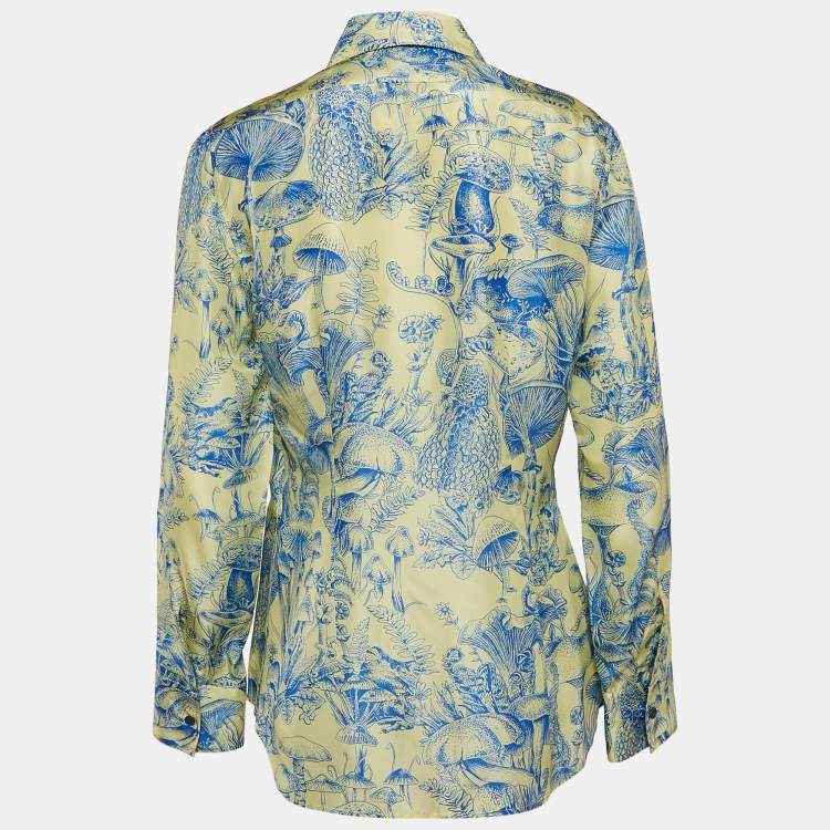 Pre Owned Stella McCartney Green/Blue Printed Silk Shirt M