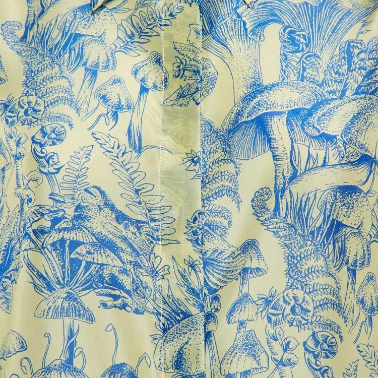 Pre Owned Stella McCartney Green/Blue Printed Silk Shirt M