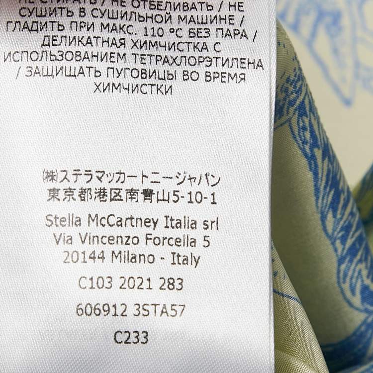 Pre Owned Stella McCartney Green/Blue Printed Silk Shirt M