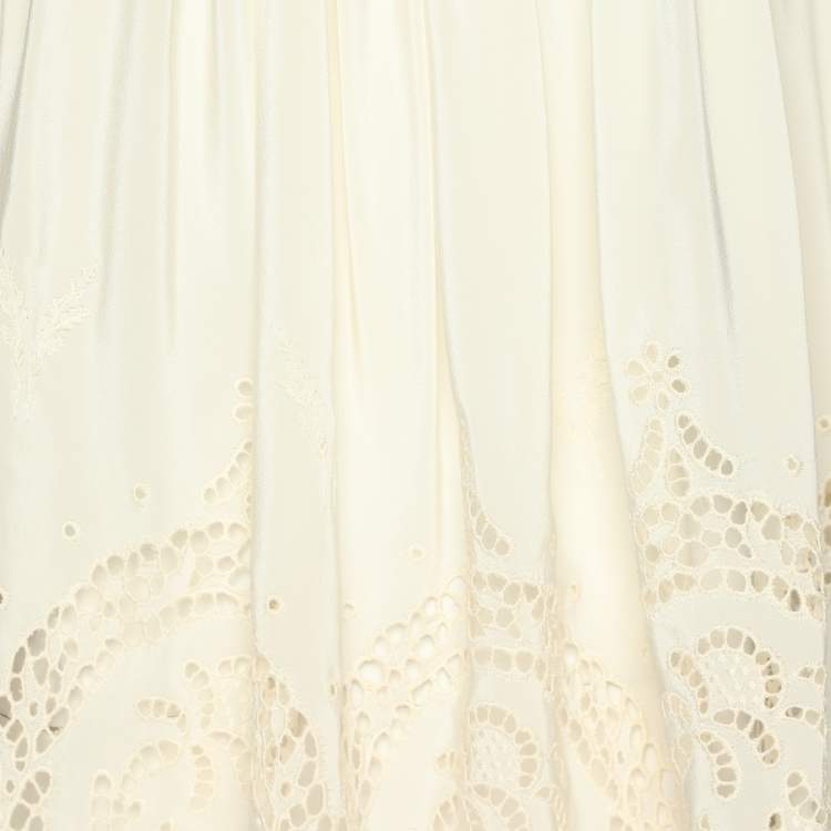 Pre Owned Stella McCartney White Silk Broderie Anglaise Blouse S