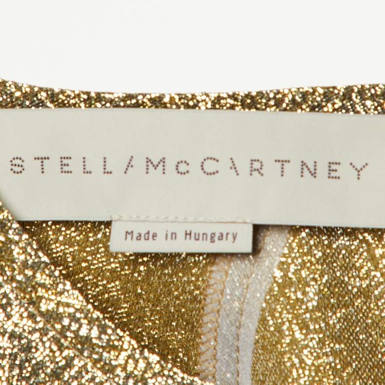 Pre Owned Stella McCartney Gold Lame Flared Sleeve Top M