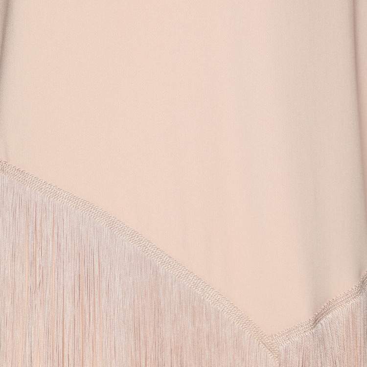 Pre Owned Stella McCartney Peach Crepe Fringe Tops L