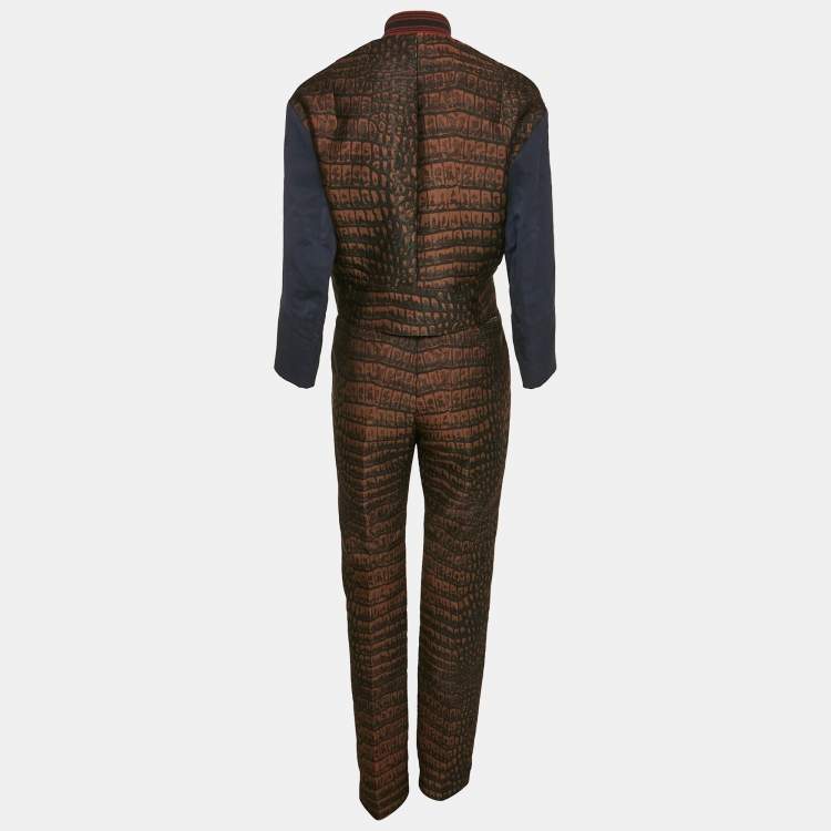 Pre Owned Stella McCartney Brown Jacquard Jacket and Trousers Set XS/M