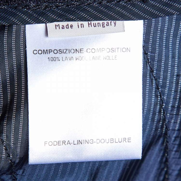 Pre Owned Stella McCartney Navy Blue Wool Belted Cuff Detail Trousers M