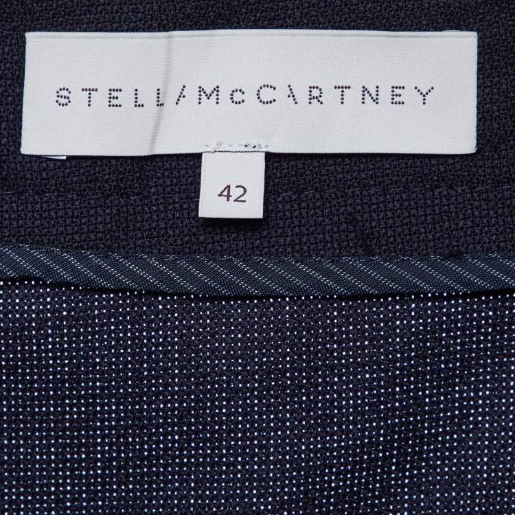 Pre Owned Stella McCartney Navy Blue Wool Belted Cuff Detail Trousers M