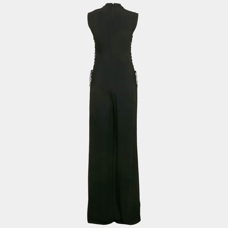 Pre Owned Stella McCartney Black Crepe Tie Detail Sleeveless Jumpsuit S