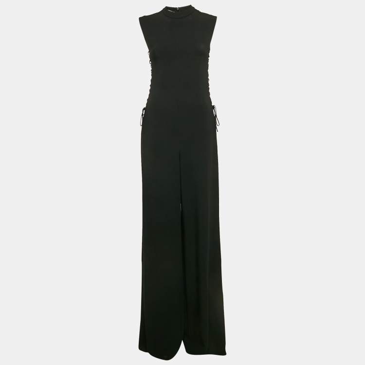 Pre Owned Stella McCartney Black Crepe Tie Detail Sleeveless Jumpsuit S