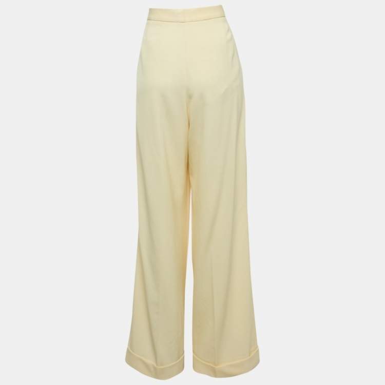 مملوكة مسبقًا Stella McCartney Cream Wool Wide-Leg Trousers M