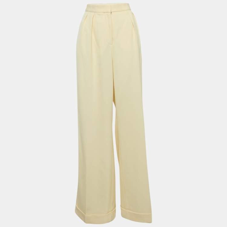 مملوكة مسبقًا Stella McCartney Cream Wool Wide-Leg Trousers M