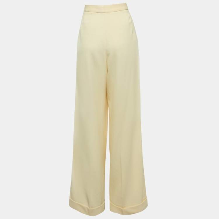 مملوكة مسبقًا Stella McCartney Cream Wool Wide-Leg Trousers M