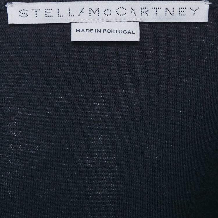 Pre Owned Stella McCartney Navy Blue Jersey Tie-Up Sleeve Blouse S