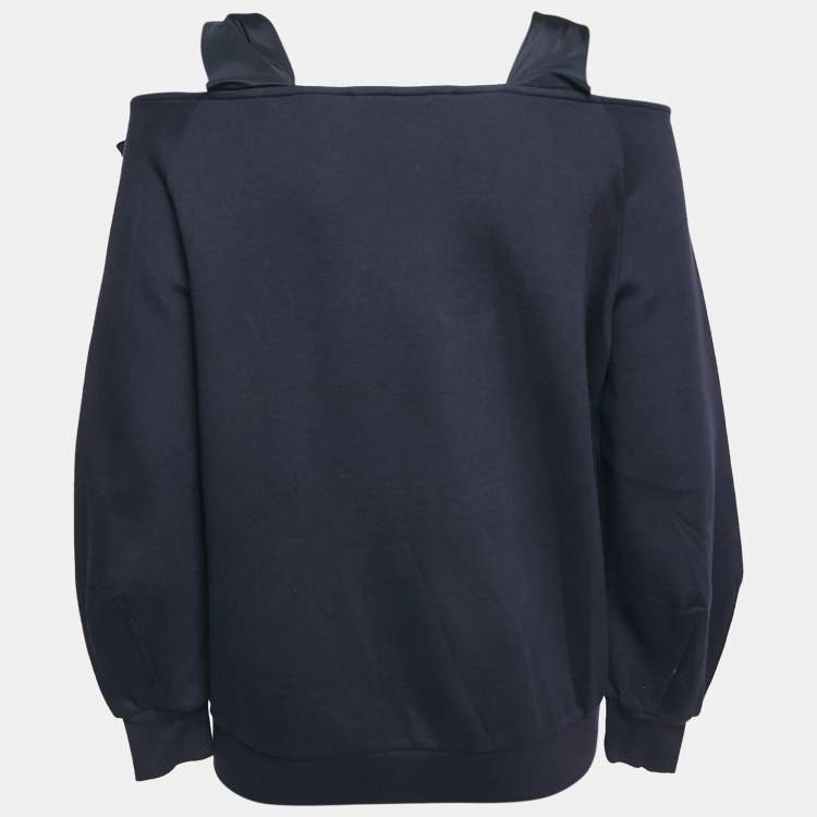 Pre Owned Stella McCartney Navy Blue Jersey Tie-Up Sleeve Blouse S
