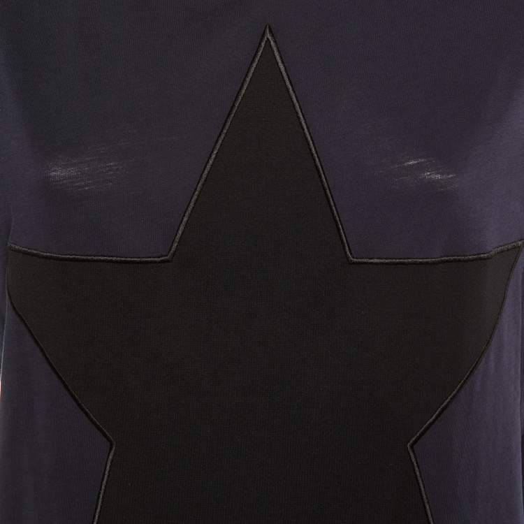 Pre Owned Stella McCartney Navy Blue Cotton Knit Stra Fringed T-Shirt M