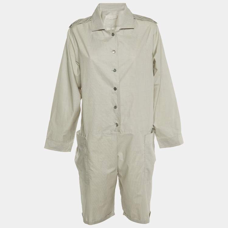 Pre Owned Stella McCartney Light Grey Striped Cotton Playsuit S