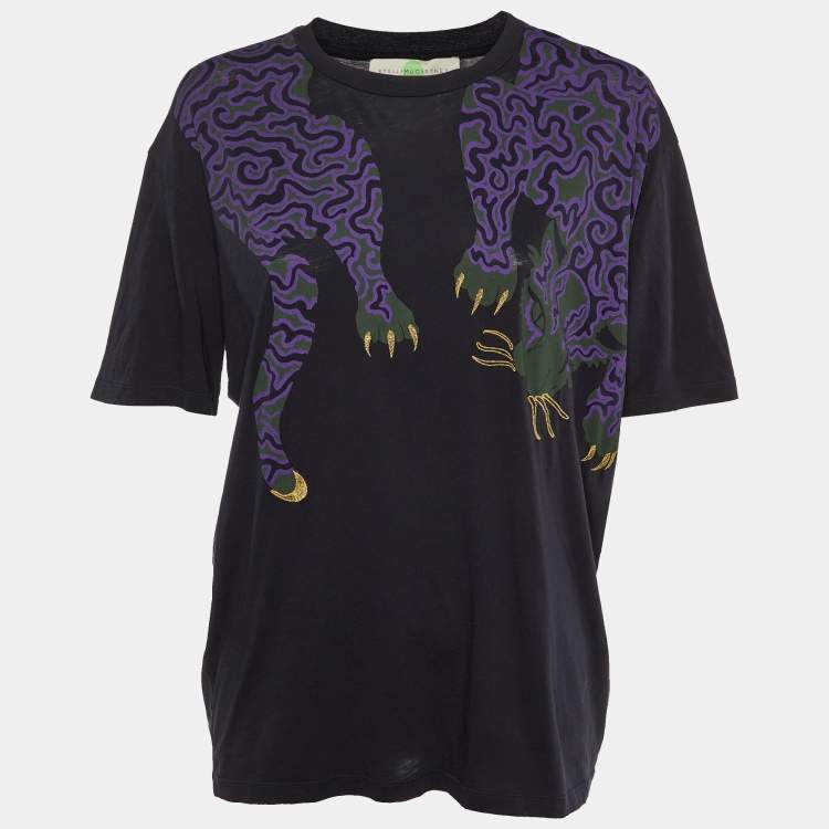 Pre Owned Stella McCartney Midnight Blue Printed Crew Neck T-Shirt M