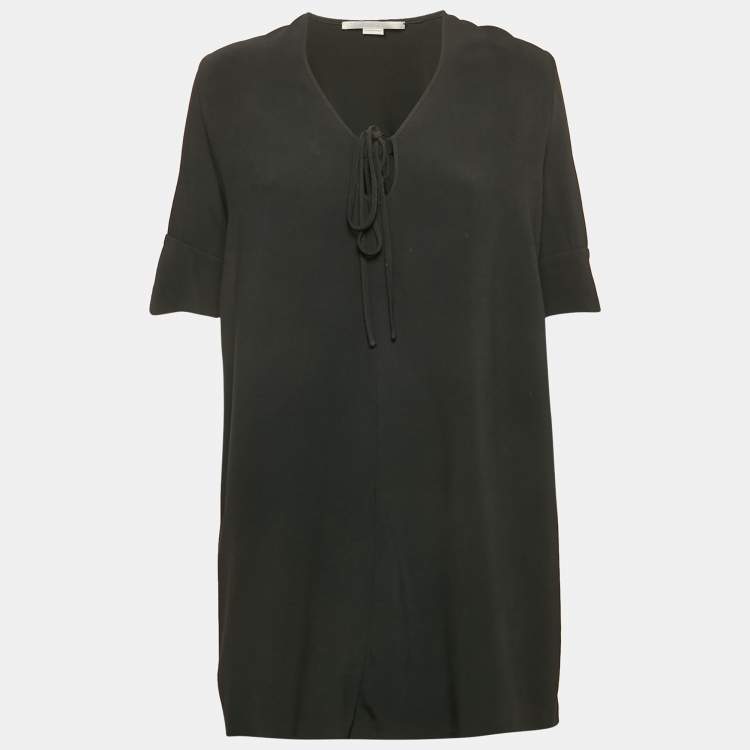 Pre Owned Stella McCartney Black Crepe Tie-Up Detail Mini Dress S