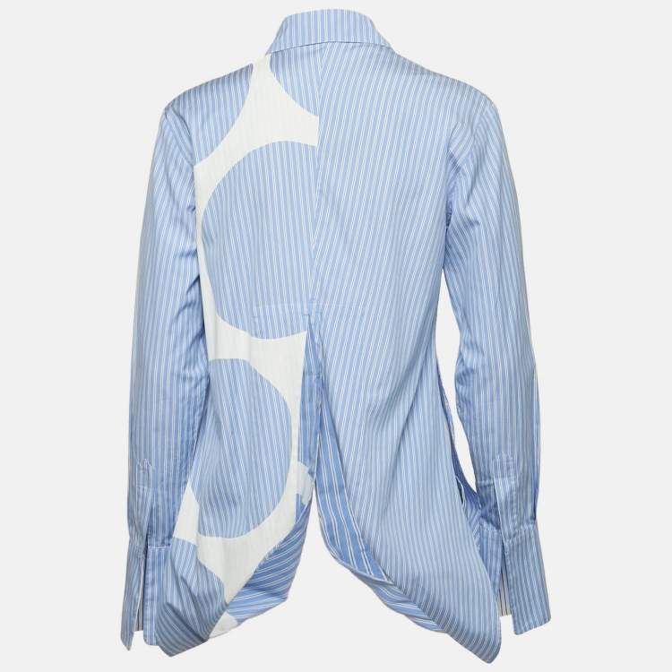 Pre Owned Stella McCartney Blue Stripe Cotton Asymmetric Shirt XS