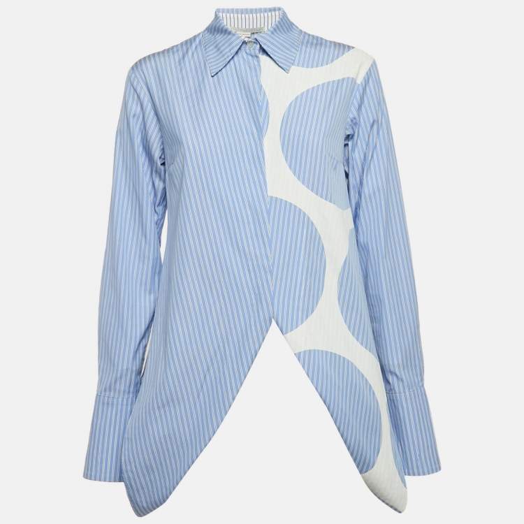 Pre Owned Stella McCartney Blue Stripe Cotton Asymmetric Shirt XS