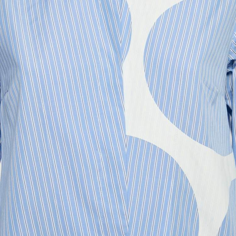 Pre Owned Stella McCartney Blue Stripe Cotton Asymmetric Shirt XS