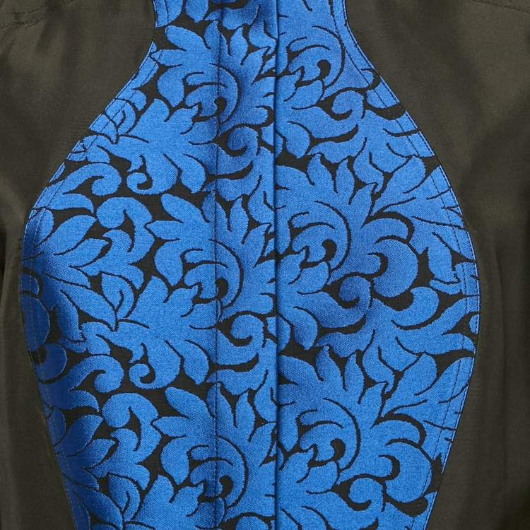 Pre Owned Stella McCartney Black/Blue Jacquard Paneled Wool Blend Shirt M