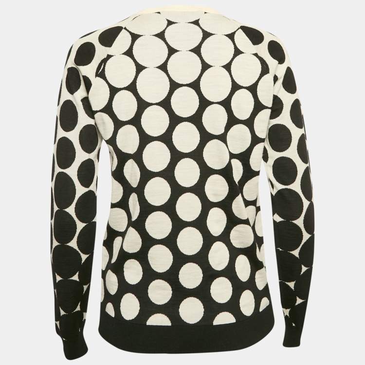 Pre Owned Stella McCartney Black/White Polka Dot Jacquard Knit Wool Sweater XS