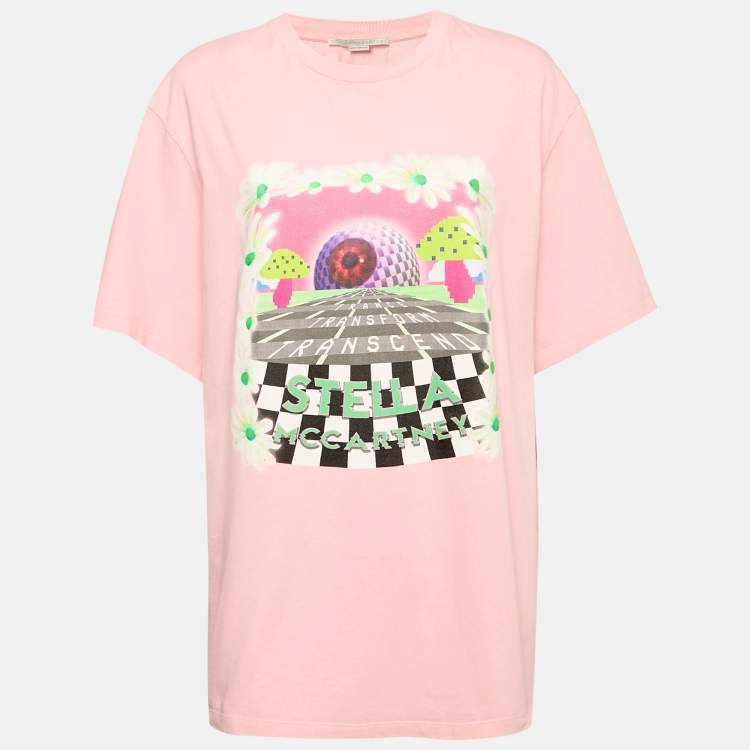 Pre Owned Stella McCartney Pink Printed Cotton Day Tripper Oversized T-Shirt M