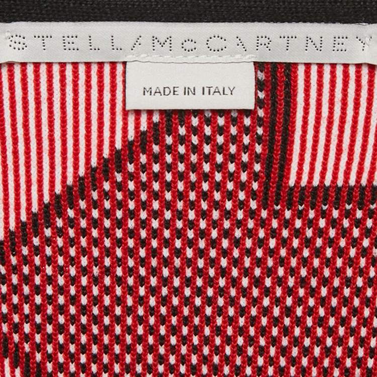 Pre Owned Stella McCartney Multicolor Intarsia Knit Fringe Detail V-Neck Sweater S