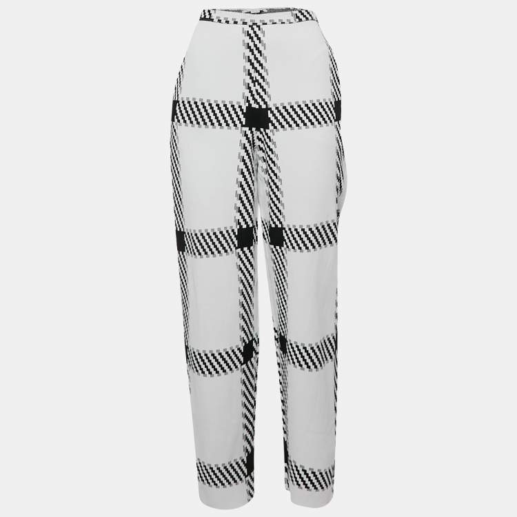 Pre Owned Stella McCartney White Plaid Knit Trousers M