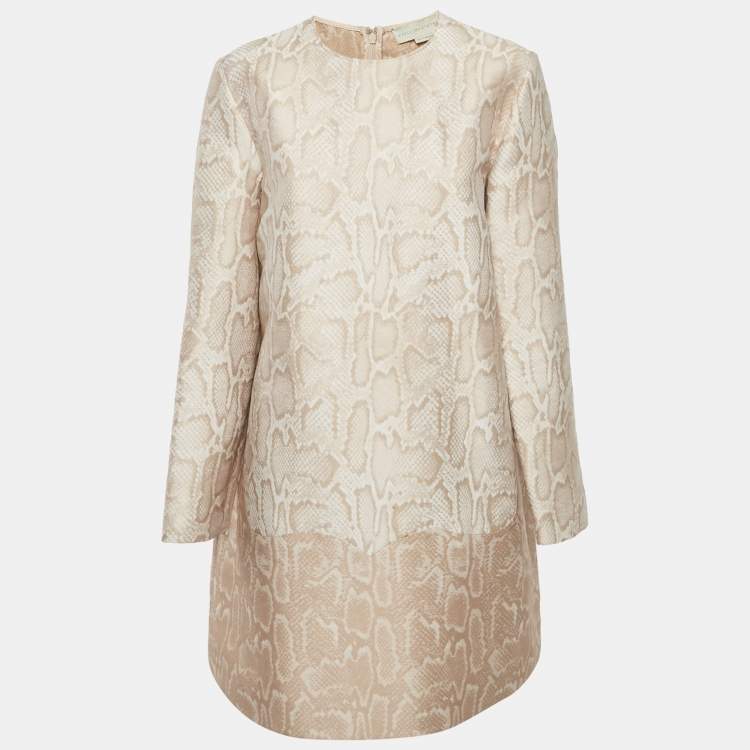 Pre Owned Stella McCartney Beige Snake Pattern Jacquard Short Dress L
