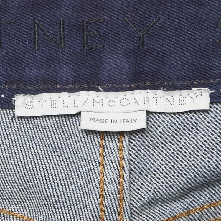 Pre Owned Stella McCartney Blue Denim Heart Applique Detail Straight Leg S Waist 27"